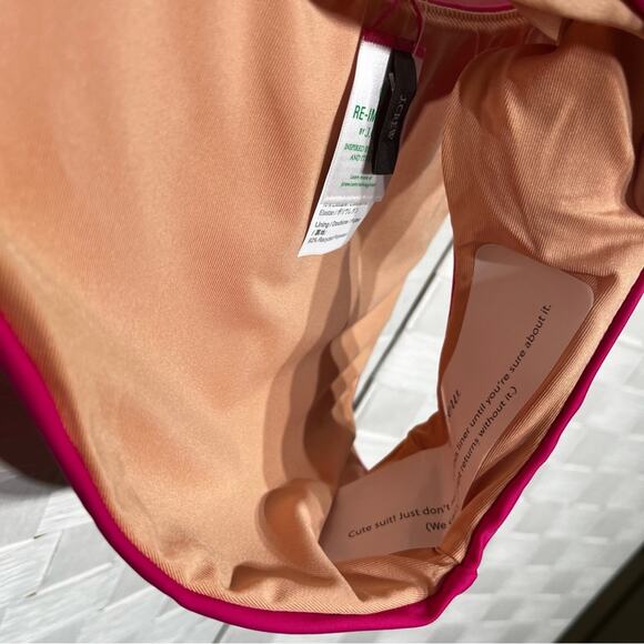 J. Crew Women's Cheeky Bikini Swim Bottom Size S Hot Pink Curved Waist Mid UPF - Picture 8 of 11